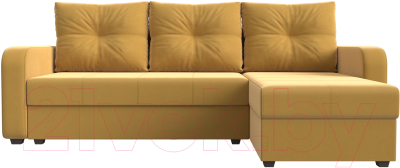 Диван угловой Лига Диванов Ливерпуль Лайт правый (микровельвет желтый)