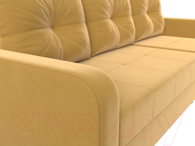 Диван угловой Лига Диванов Ливерпуль Лайт правый (микровельвет желтый)