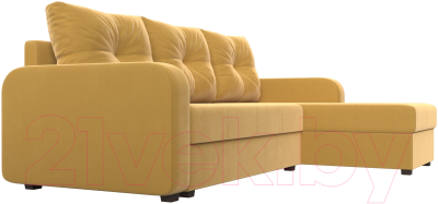 Диван угловой Лига Диванов Ливерпуль Лайт правый (микровельвет желтый)