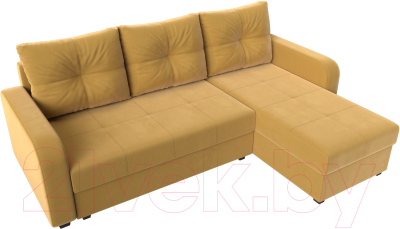 Диван угловой Лига Диванов Ливерпуль Лайт правый (микровельвет желтый)