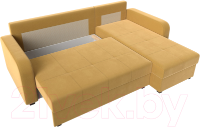 Диван угловой Лига Диванов Ливерпуль Лайт правый (микровельвет желтый)