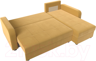 Диван угловой Лига Диванов Ливерпуль Лайт правый (микровельвет желтый)