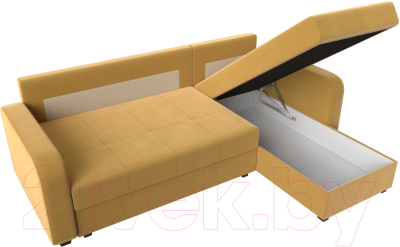 Диван угловой Лига Диванов Ливерпуль Лайт правый (микровельвет желтый)