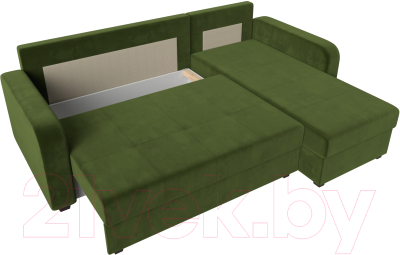 Диван угловой Лига Диванов Ливерпуль Лайт правый (микровельвет зеленый)