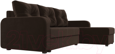 Диван угловой Лига Диванов Ливерпуль Лайт правый (микровельвет коричневый)