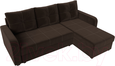 Диван угловой Лига Диванов Ливерпуль Лайт правый (микровельвет коричневый)