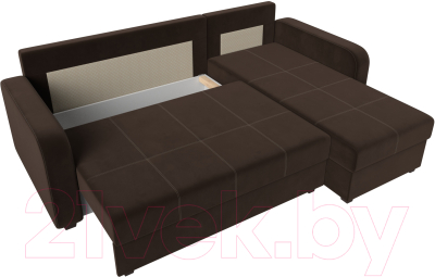 Диван угловой Лига Диванов Ливерпуль Лайт правый (микровельвет коричневый)