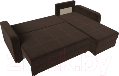 Диван угловой Лига Диванов Ливерпуль Лайт правый (микровельвет коричневый)