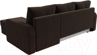 Диван угловой Лига Диванов Ливерпуль Лайт правый (микровельвет коричневый)