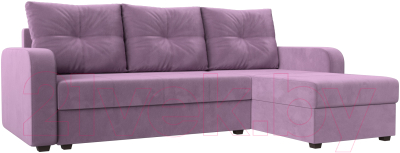 Диван угловой Лига Диванов Ливерпуль Лайт правый (микровельвет сиреневый) - фото