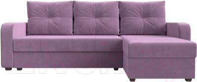 Диван угловой Лига Диванов Ливерпуль Лайт правый (микровельвет сиреневый)
