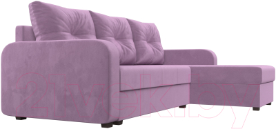 Диван угловой Лига Диванов Ливерпуль Лайт правый (микровельвет сиреневый)
