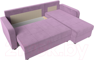 Диван угловой Лига Диванов Ливерпуль Лайт правый (микровельвет сиреневый)
