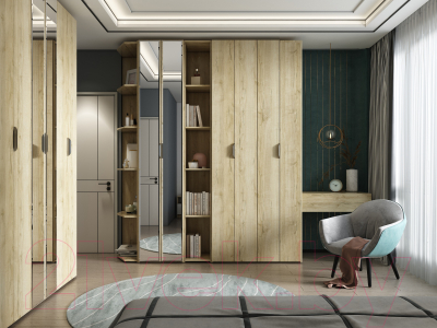 Шкаф-гармошка Евва Лайн ЛН-1D.240.44(2Z) (дуб кантри золотой)