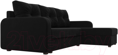 Диван угловой Лига Диванов Ливерпуль Лайт правый (микровельвет черный)