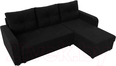 Диван угловой Лига Диванов Ливерпуль Лайт правый (микровельвет черный)