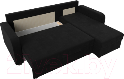 Диван угловой Лига Диванов Ливерпуль Лайт правый (микровельвет черный)