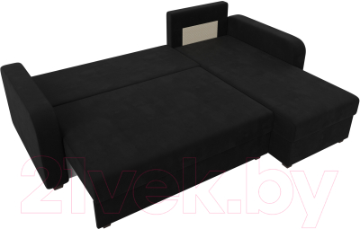 Диван угловой Лига Диванов Ливерпуль Лайт правый (микровельвет черный)