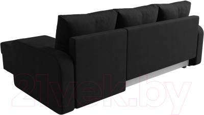 Диван угловой Лига Диванов Ливерпуль Лайт правый (микровельвет черный)