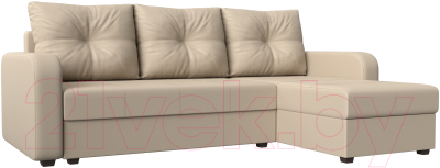 Диван угловой Лига Диванов Ливерпуль Лайт правый (экокожа бежевый) - фото