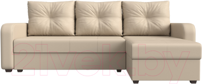 Диван угловой Лига Диванов Ливерпуль Лайт правый (экокожа бежевый)