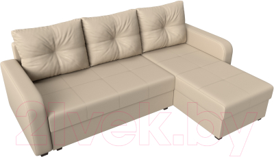 Диван угловой Лига Диванов Ливерпуль Лайт правый (экокожа бежевый)