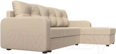 Диван угловой Лига Диванов Ливерпуль Лайт правый (экокожа бежевый)