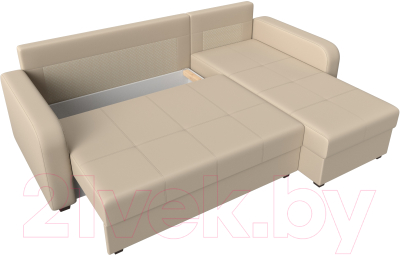 Диван угловой Лига Диванов Ливерпуль Лайт правый (экокожа бежевый)