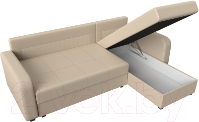 Диван угловой Лига Диванов Ливерпуль Лайт правый (экокожа бежевый)