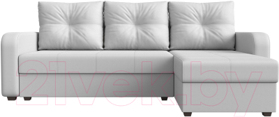Диван угловой Лига Диванов Ливерпуль Лайт правый (экокожа белый)