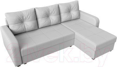 Диван угловой Лига Диванов Ливерпуль Лайт правый (экокожа белый)