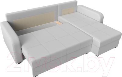 Диван угловой Лига Диванов Ливерпуль Лайт правый (экокожа белый)