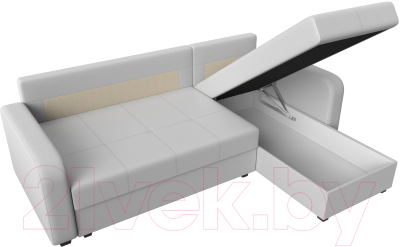 Диван угловой Лига Диванов Ливерпуль Лайт правый (экокожа белый)