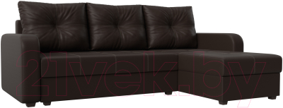 Диван угловой Лига Диванов Ливерпуль Лайт правый (экокожа коричневый) - фото