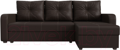 Диван угловой Лига Диванов Ливерпуль Лайт правый (экокожа коричневый)