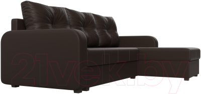 Диван угловой Лига Диванов Ливерпуль Лайт правый (экокожа коричневый)