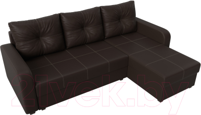 Диван угловой Лига Диванов Ливерпуль Лайт правый (экокожа коричневый)