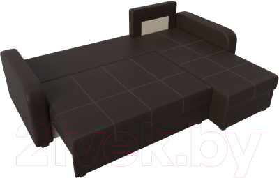 Диван угловой Лига Диванов Ливерпуль Лайт правый (экокожа коричневый)
