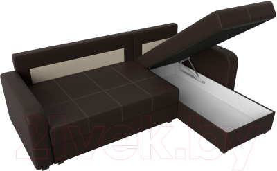 Диван угловой Лига Диванов Ливерпуль Лайт правый (экокожа коричневый)