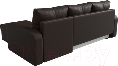 Диван угловой Лига Диванов Ливерпуль Лайт правый (экокожа коричневый)