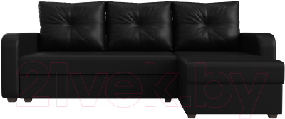 Диван угловой Лига Диванов Ливерпуль Лайт правый (экокожа черный)