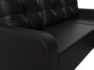 Диван угловой Лига Диванов Ливерпуль Лайт правый (экокожа черный)