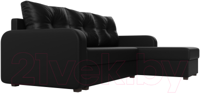 Диван угловой Лига Диванов Ливерпуль Лайт правый (экокожа черный)