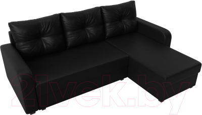 Диван угловой Лига Диванов Ливерпуль Лайт правый (экокожа черный)