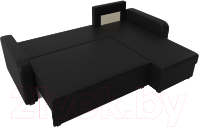 Диван угловой Лига Диванов Ливерпуль Лайт правый (экокожа черный)