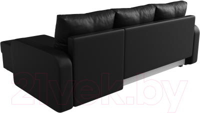 Диван угловой Лига Диванов Ливерпуль Лайт правый (экокожа черный)