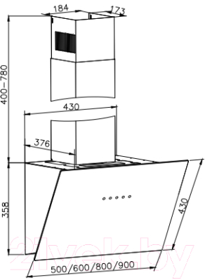 Вытяжка наклонная ZORG Nero 1200 60 S