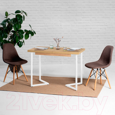 Обеденный стол Millwood Лофт Лондон 110-150x70x76 (дуб золотой Craft/металл белый)