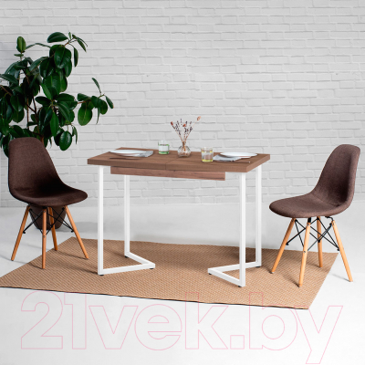 Обеденный стол Millwood Лофт Лондон 110-150x70x76 (дуб табачный Craft/металл белый)