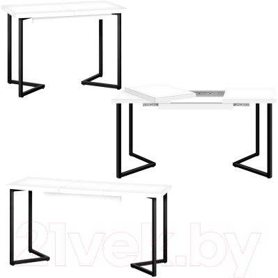 Обеденный стол Millwood Лофт Лондон Л 120-160x80x76 (белый/металл черный)